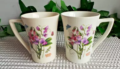 Buy Portmeirion Botanic Garden Mandarin Sweet Pea Design Mugs X2 • 15.99£