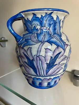 Buy Art Deco Charlotte Rhead Tube-lined Crown Ducal Jug Blue Peony 4016 Vase Signed • 75£