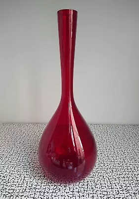 Buy 50s 60s Vintage Swedish Blomglas Gullaskruf Elme Red Art Glass Vase Arthur Percy • 35£