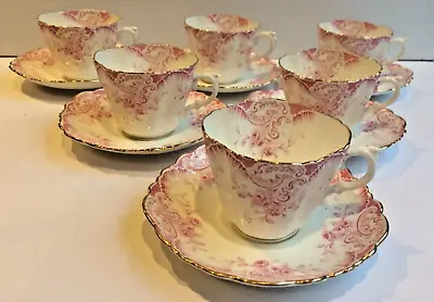 Buy 6 Vintage Aynsley  China Tea Cups & Saucers 11136 Rd No 291231 Pink Flowers • 90£