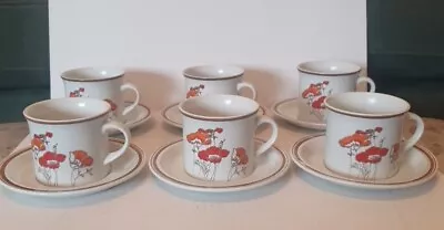 Buy Set Of 6 Royal Doulton 'Fieldflower' Tea/Coffee Cups And Saucers Vintage • 10£