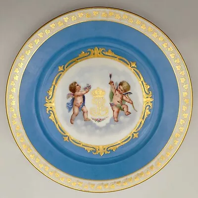 Buy Sevres Porcelain Plate Louis Philippe Cherubs Gilt Blue Celeste Tuileries • 230.89£
