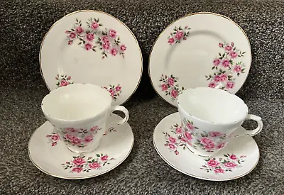 Buy Vintage Crown Trent China Trio  Cups, Saucers, Tea Plates Rose Pattern • 15£