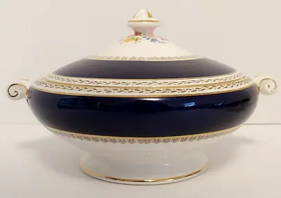Buy Crown Ducal Ware Round Serving Bowl With Lid. Navy/Floral, Empress Design. VTG • 53.08£