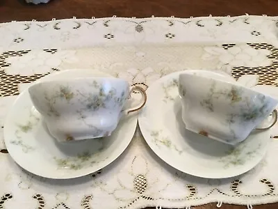 Buy (2) Theo Haviland Limoges  cups And Saucers Aqua/Green (Schleiger 159-2?) (B) • 10.55£