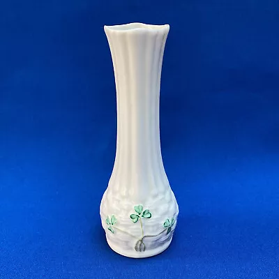 Buy Vintage Belleek Shamrock Basketweave Vase 14cm - Immaculate • 12£