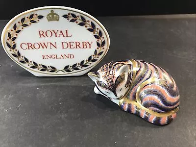 Buy Royal Crown Derby  Sleeping  Cat Kitten 1993 Gold Stopper • 40£