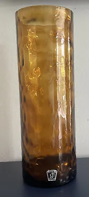 Buy Mid Century Retro Swedish Lindshammar Glass Brown Dimpled Vase Jc Jones & Co • 19.99£