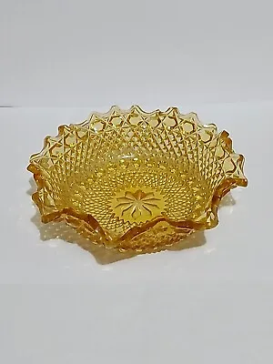 Buy Vintage Amber/Peach Glass Large Fruit Candy Sweet Dish Ruffled Dish Lovely • 15.99£
