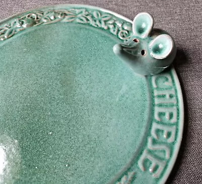 Buy Vintage Guernsey Pottery Glazed Green Cheese Plate Board With Mouse Lovely 23cm • 28.99£