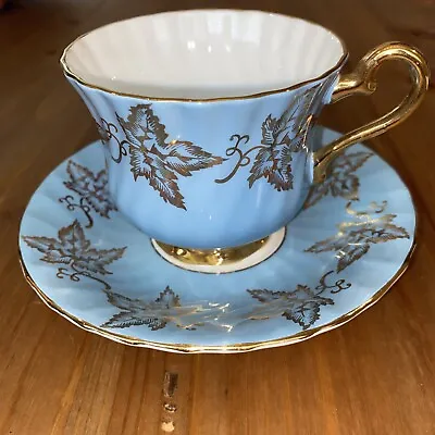 Buy Sutherland Bone China Tea Cup And Soucer. Vintage. Blue With Gold. Nice • 23.53£