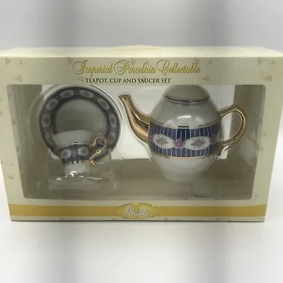 Buy Classic Treasures Imperial Porcelain Collectible Mini Teapot, Cup And Saucer Set • 20.90£