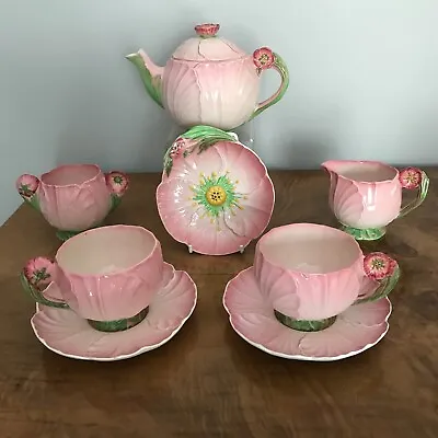 Buy Superb Art Deco Carlton Ware Pink Buttercup T42 Teaset For Two - NO DAMAGE • 11.50£