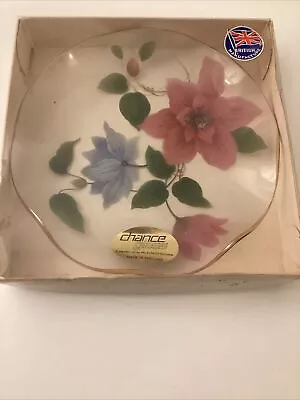 Buy Vintage Chance Glass By Pilkington Hand Painted Flowers Dish Made In England • 5.95£