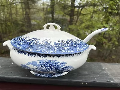 Buy Alfred Meakin Oversized Soup Toureen W Ladle THE COURTSHIP Blue & White England • 129.47£