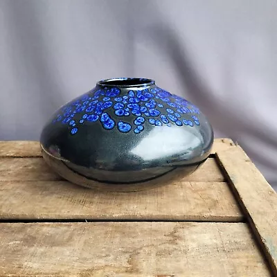 Buy Amano Art Pottery Squat Vase  West German 629-13 Blue Black Mottled Fat Lava  • 45£