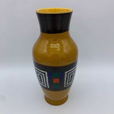 Buy Vintage 1970's German Glazed Ceramic Mustard Vase Geometric Design Mid-Century • 19.99£