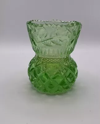 Buy Small Vintage Green Pressed Glass Bud Vase • 5.99£