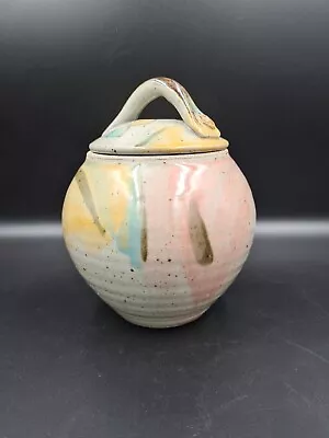 Buy Roger Cockram Vintage Studio Pottery Lidded Pot Woodfired Reduced Stoneware 16cm • 12£