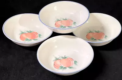 Buy Set Of 4 LYONS Dinnerware Fruit With Blue Trim Soup Cereal Bowls 6 1/2  XLNT • 16.86£