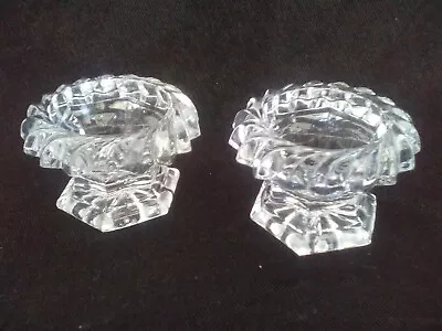 Buy Candle Holders 2, Clear Pressed Glass. Hexagonal Base & Swirly Overlapping Rim • 6£