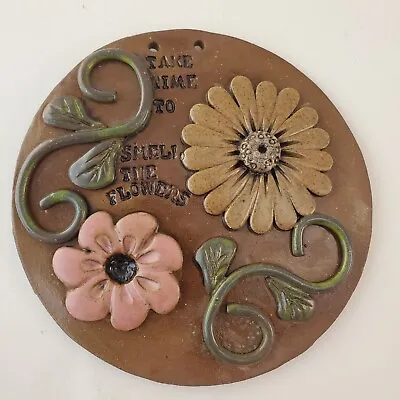 Buy ART Pottery  Wall Hanging Daisies Boho Signed CAVA Take Time To Smell Flowers  • 23.50£