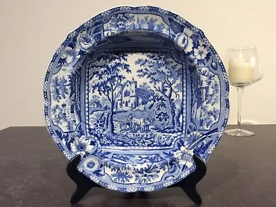 Buy Antique English Georgian Blue & White Pottery Bowl C1830 D23.5cm • 15£