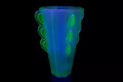 Buy Sowerby Art Deco Octagonal Vase With Uranium Glass Handles. Pattern No 2597. • 38£
