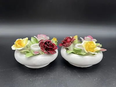 Buy VINTAGE Royal Adderley Floral Bouquet Candle Stick Bone China England Lot Of 2  • 17.01£