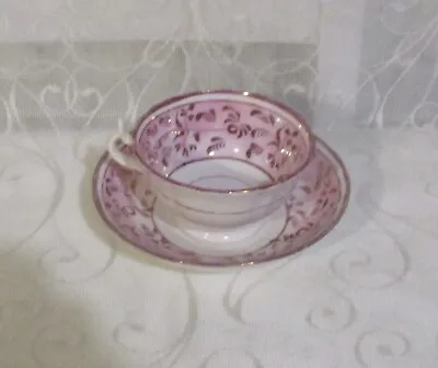 Buy Antique Victorian Sunderland Pink Lustre Ware Cup And Saucer • 14.99£