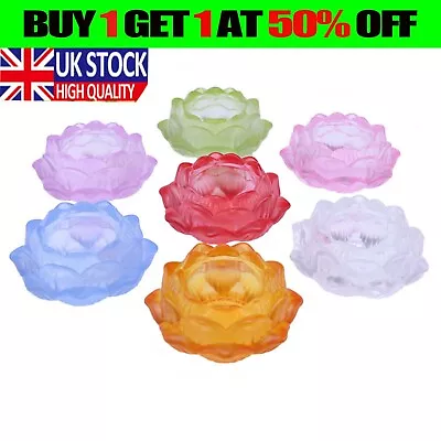 Buy 1PC Crystal Glass Lotus Flower Candle Holder Candlestick Rome Decor Craft  Light • 7.99£