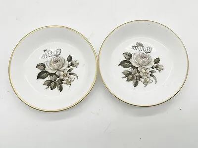 Buy Pair Of Vintage Royal Worcester Fine Bone China Pin Dishes White Rose Design • 23.99£