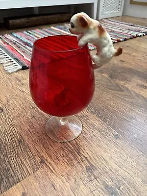 Buy Red Ballon Brandy Glass With Dog And Cat • 0.99£