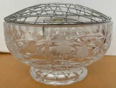 Buy Fine Hand Cut Lead Crystal Rose Bowl Dish With Mesh Griddle Top Over 24% PbO • 9.99£