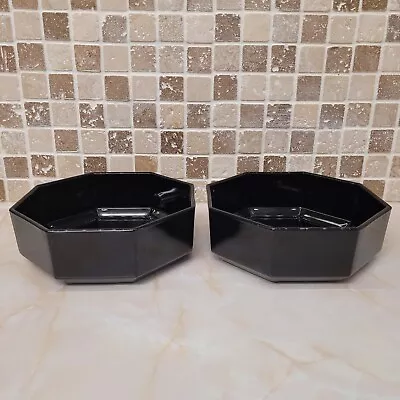 Buy Vintage Arcoroc Octagonal Black Bowls X2 French Glassware • 8.99£
