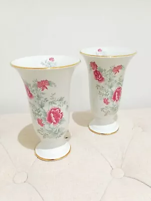 Buy A Pair Of Vintage Royal Winton Staffordshire Floral Vases With Gold Rims • 38£
