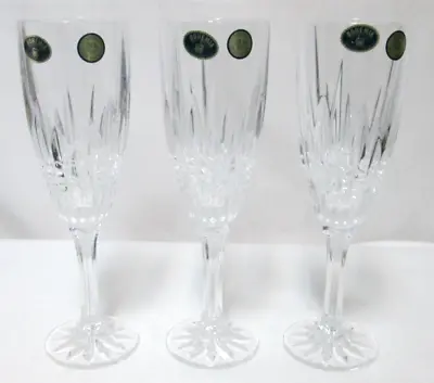 Buy Bohemia Czech Republic Lead Crystal Champagne Flute Glasses NEW NWT Set 3 • 28.41£