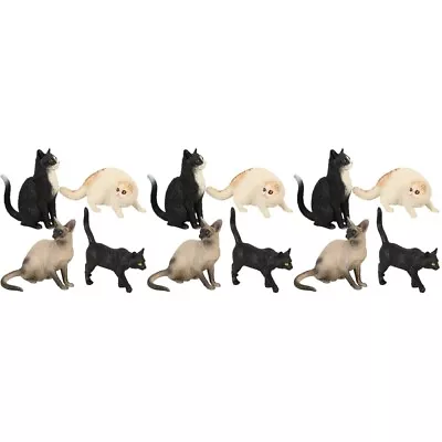 Buy  12 Pcs Realistic Cat Figurine Simulation Cat Home Desktop Cat Ornament • 33.15£