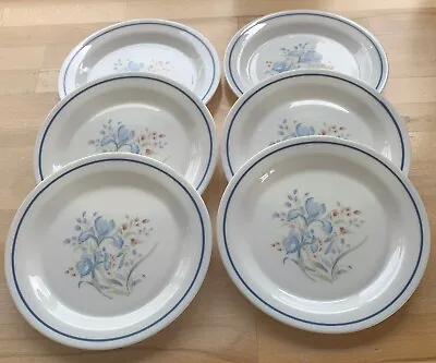 Buy 6 X Vintage Pyrex Milk Glass 'Blue Iris' Side Tea Plates 19cm Very Nice Clean • 27.50£