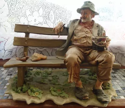 Buy Large Vintage Capodimonte Figurine Of A Tramp Feeding The Birds Signed Jpa • 48£