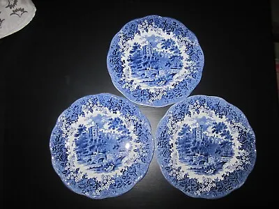 Buy 3 J&G MEAKIN ROMANTIC ENGLAND DERBYSHIRE~HADDON HALL~ BLUE DINNER PLATES~10 In. • 23.67£