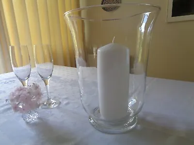 Buy Large Clear Glass Hurricane Vase/Candle Holder In Excellent Condition  • 0.99£