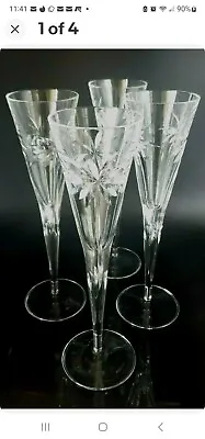 Buy Czech Bohemia Cut Crystal Majesty Palm Fluteted Champagne Glasses 2p Thick-Heavy • 27.50£