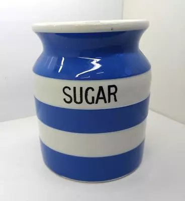 Buy Vintage Cornishware T.g Green Pottery Blue & White Striped Sugar Pot • 14.99£