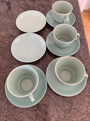 Buy 4 X Woods Ware Beryl Cups And X 6 Saucer. Green. Vintage Set. Great Condition • 12.50£