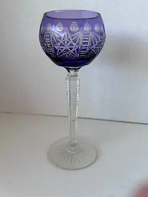 Buy Vintage Czech Bohemia Crystal Wine Glass, Cut To Clear, Purple, 8-1/8  Tall, VGC • 43.37£