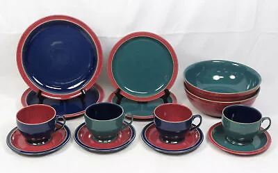 Buy 14-Piece Lot Denby Stoneware Harlequin 2 Place Settings Plate Bowl Cup Saucer • 94.71£