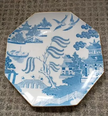 Buy ANTIQUE WEDGWOOD Blue WILLOW OCTAGONAL PLATE 9  C.1900 • 60£