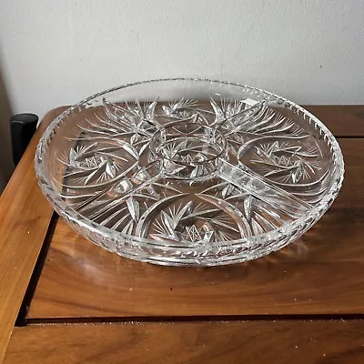 Buy Round Pin Wheel/Star LEAD CRYSTAL Glass DIVIDED Snack Dish TRAY 5 Segments 29cm • 12.99£