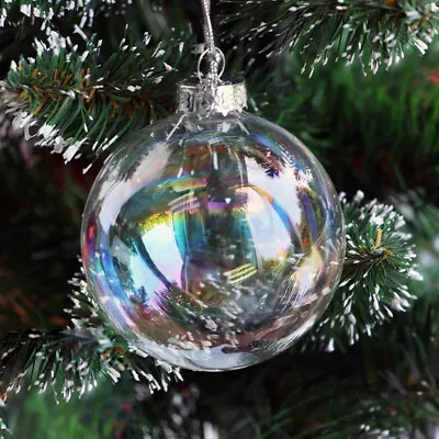 Buy 5-50x Clear Glass Christmas Balls Baubles Sphere Fillable Hanging Tree Ornaments • 14.95£